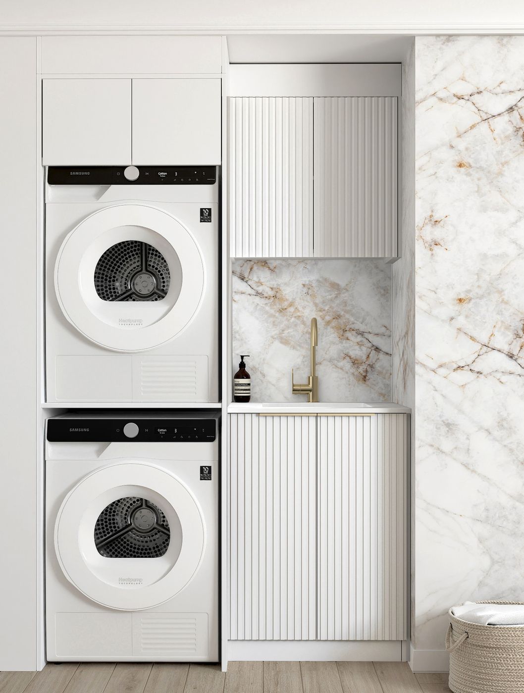 Noosa Fluted White Laundry Kit 1305x600x2100