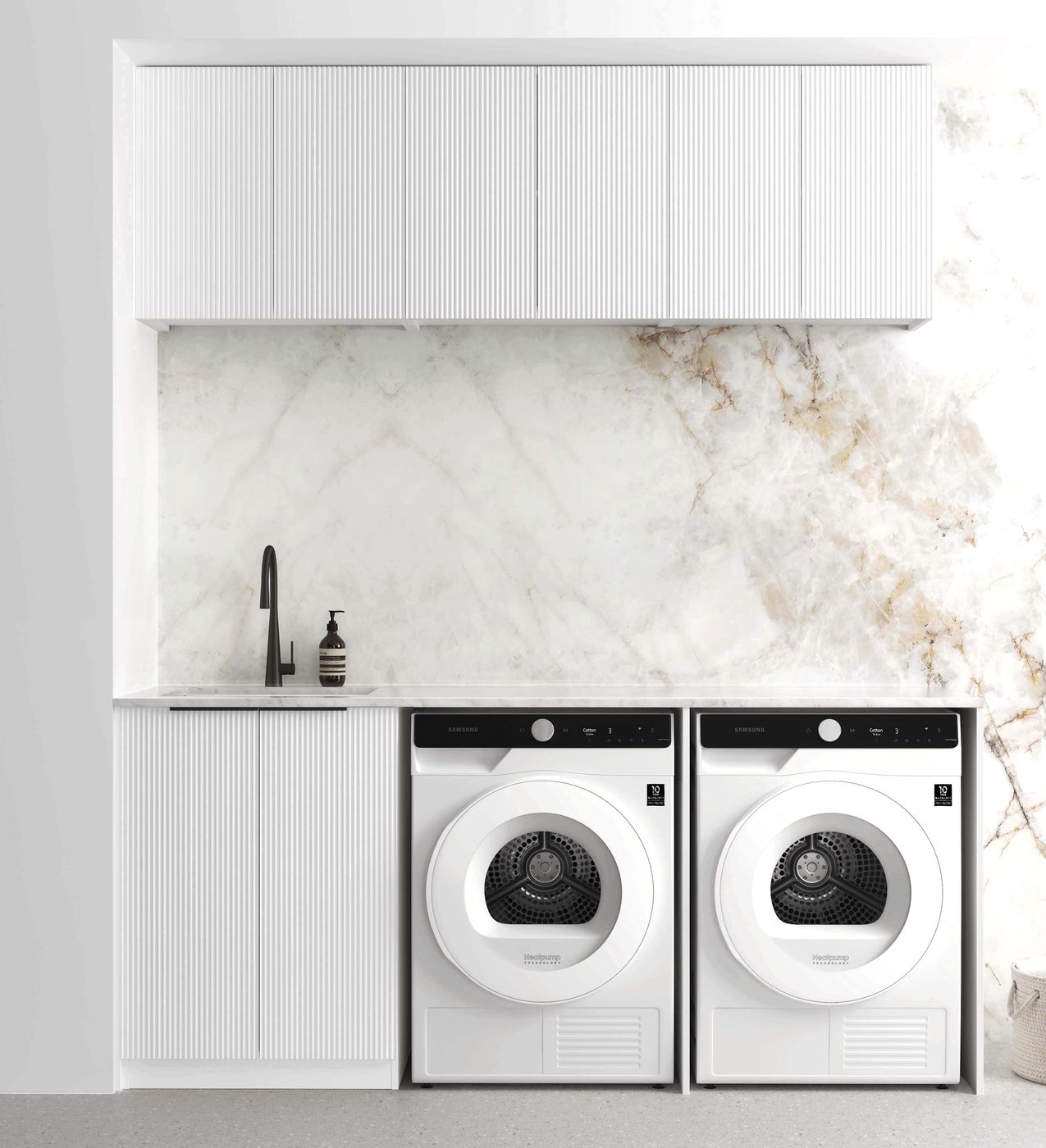 Bondi Fluted White Laundry Kit 1960x600x2100
