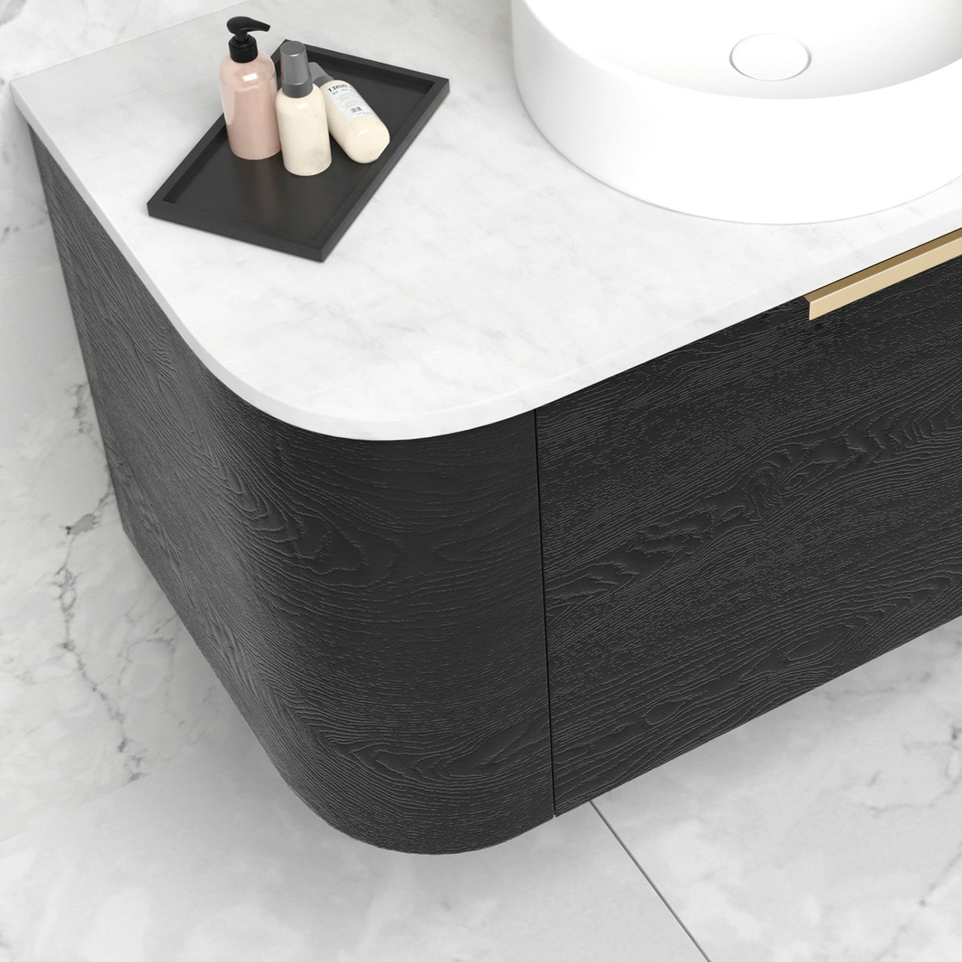 Bondi 750x460x20 Solid Surface Cloudy Carrara Top - NTH or 12TH Only