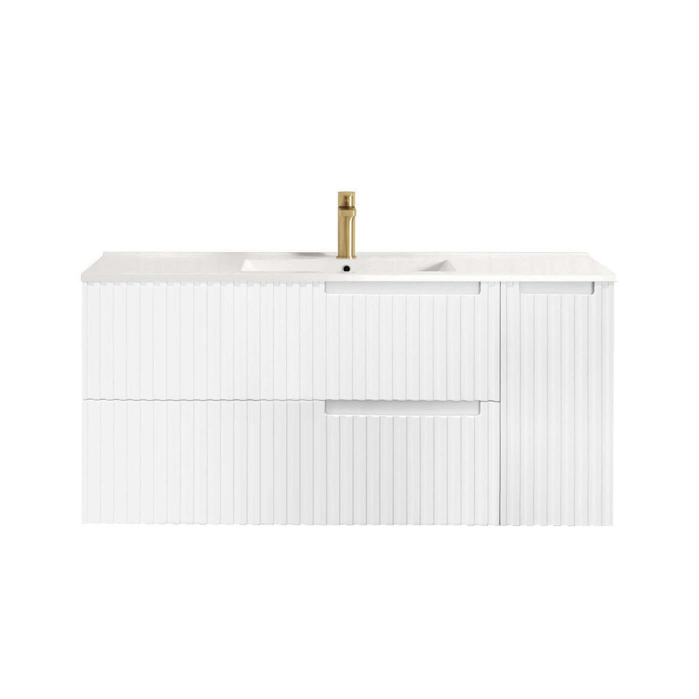 Noosa Fluted 1200mm Satin White Wall Hung Vanity