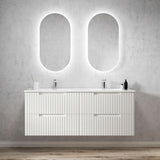 Noosa Fluted 1500mm Satin White Wall Hung Vanity