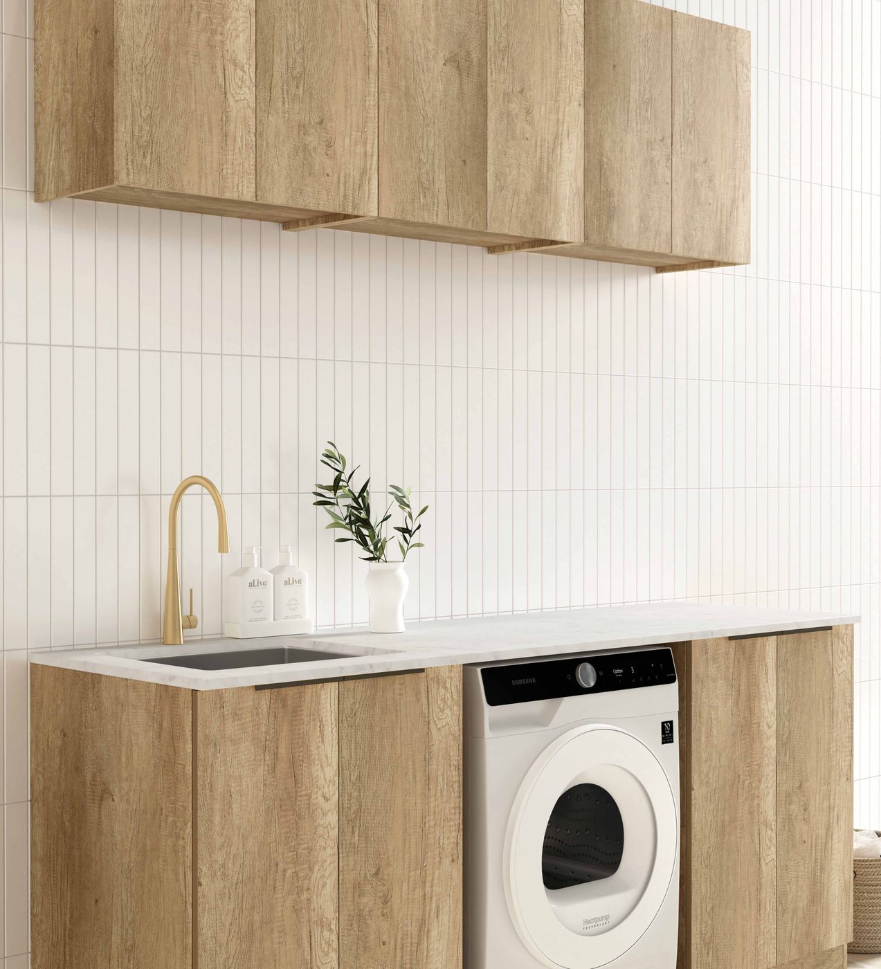 Byron/Bondi Natural Oak Laundry Kit 1960x600x2100
