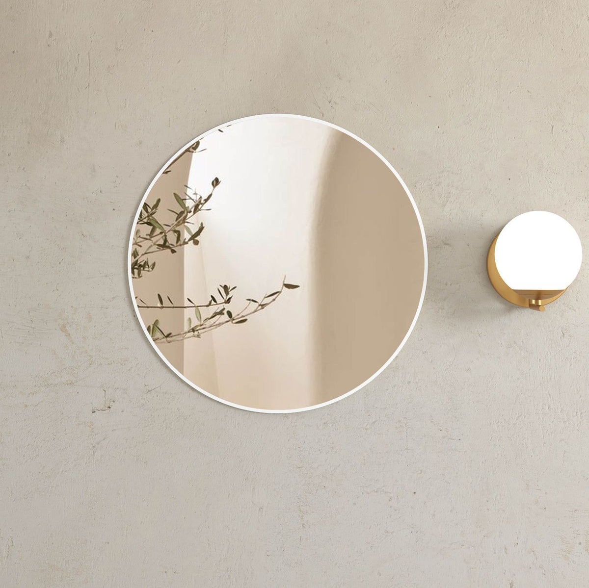 London 700mm White Metal Frame Tuffi Mirror - front view