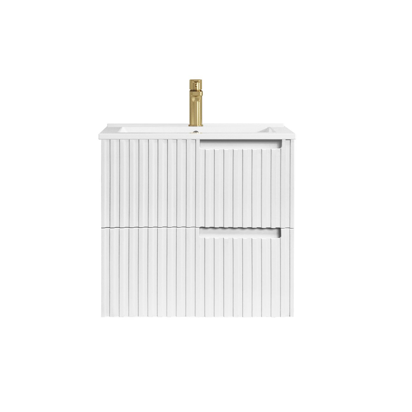 Noosa Fluted 600mm Satin White Wall Hung Vanity