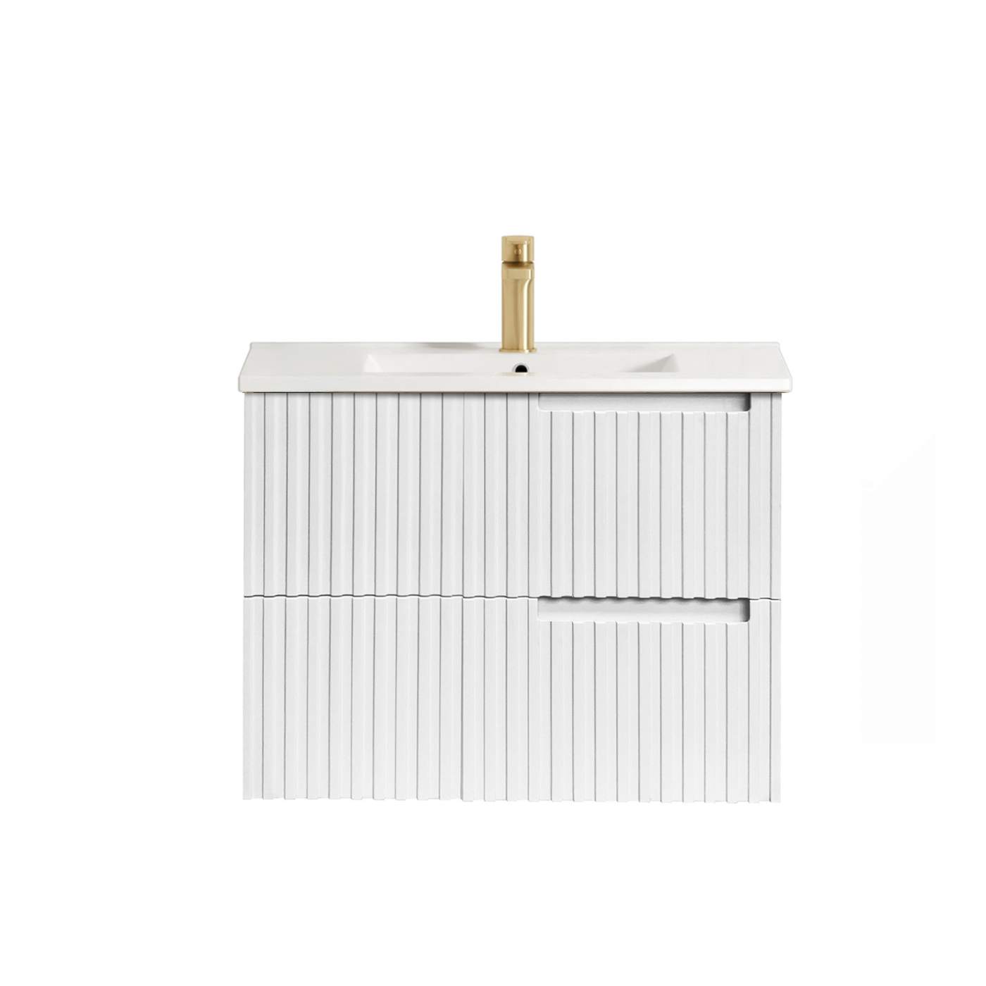 Noosa Fluted 750mm Satin White Wall Hung Vanity
