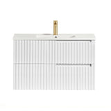 Noosa Fluted 900mm Satin White Wall Hung Vanity