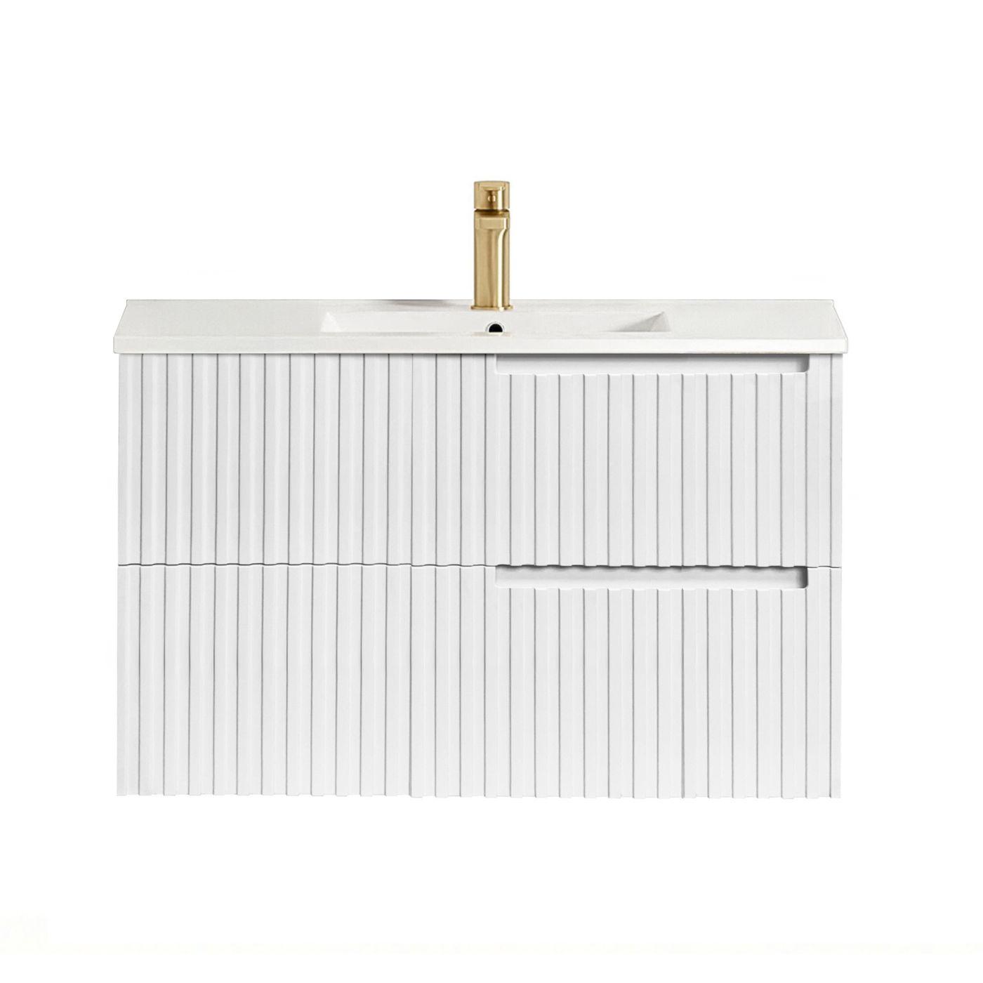 Noosa Fluted 900mm Satin White Wall Hung Vanity