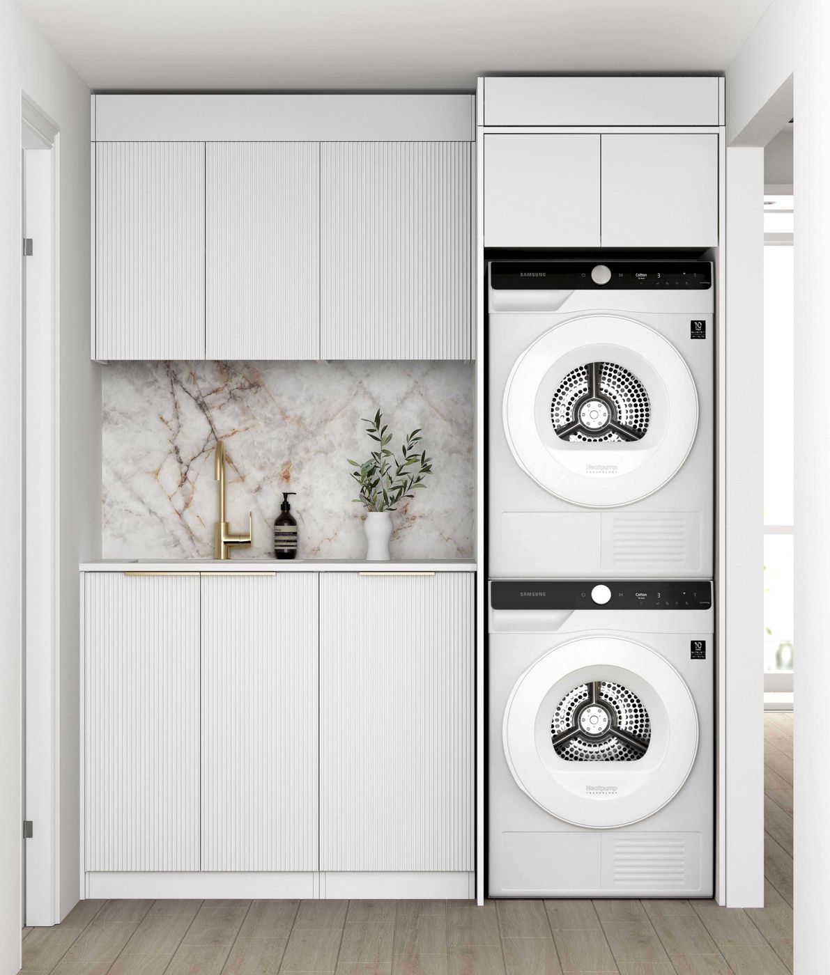 Bondi Fluted White Laundry Kit 1715x600x2100