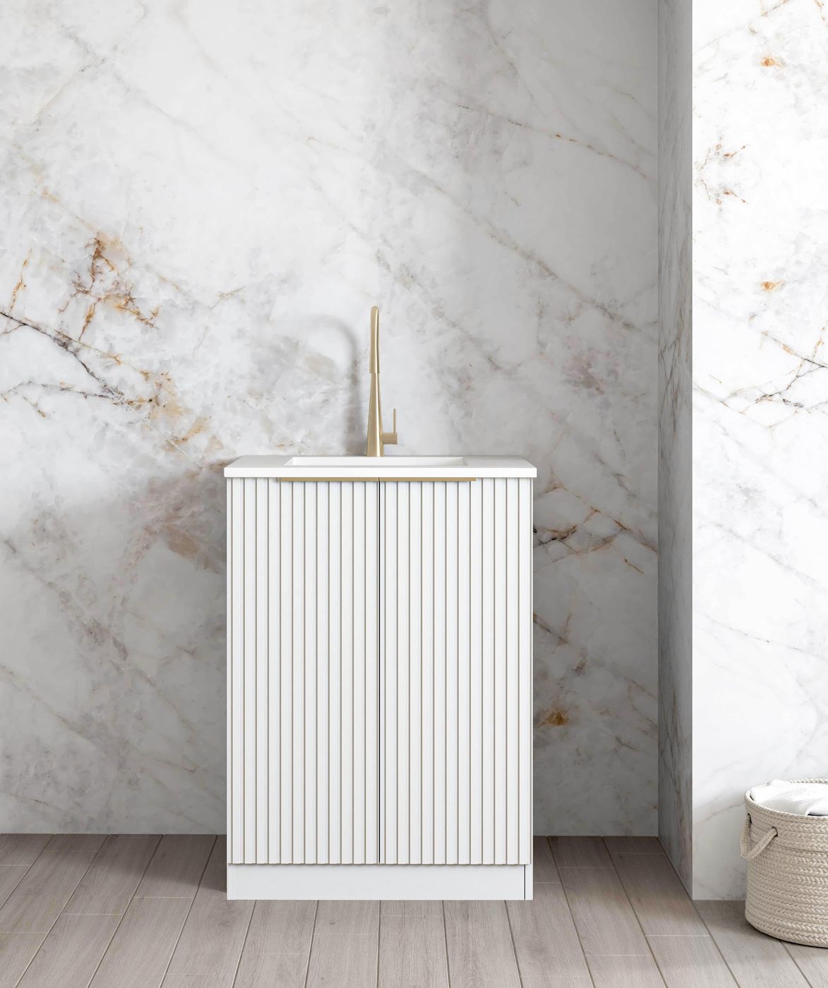 Noosa Fluted White Mini 650 Laundry Kit