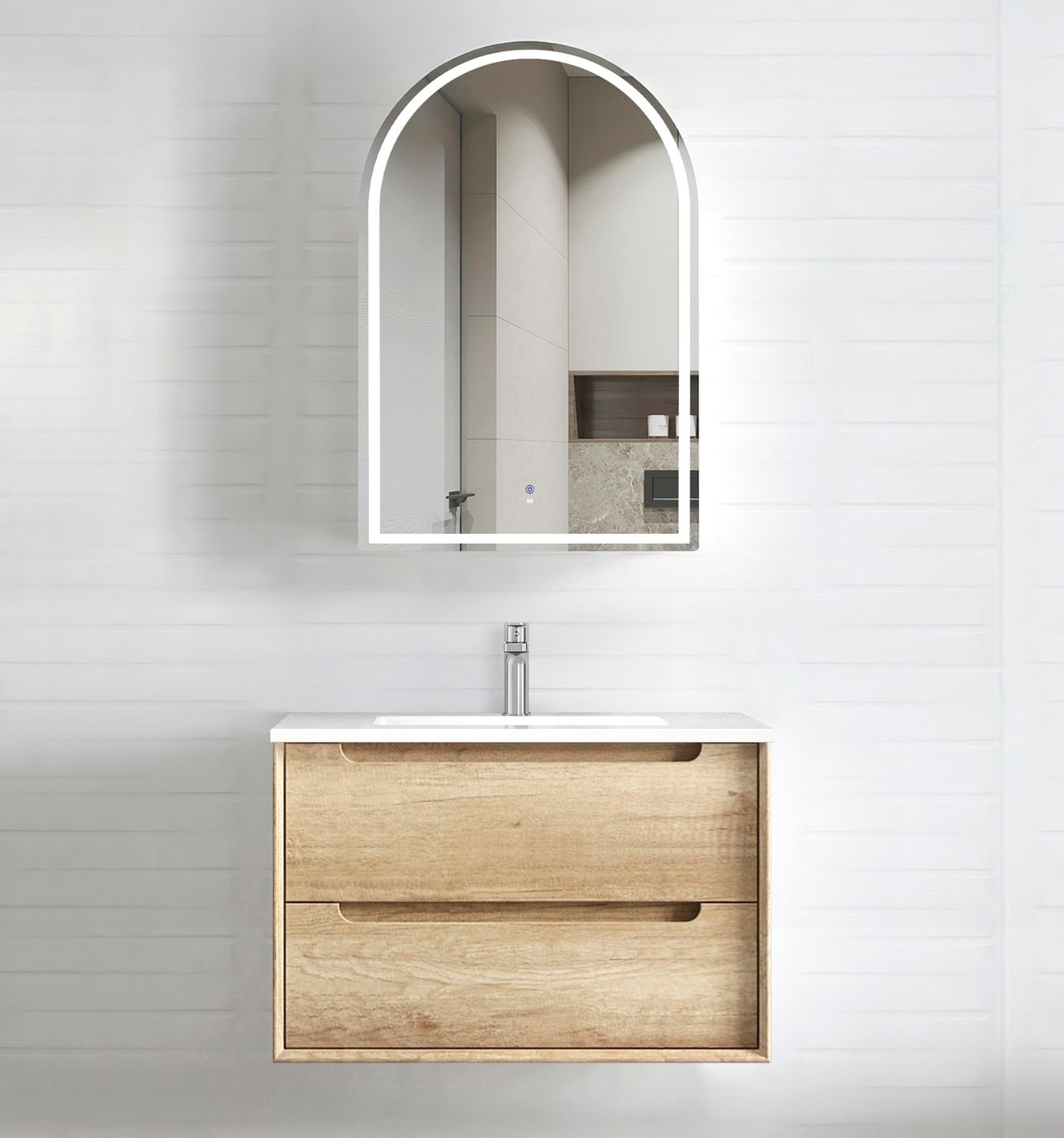 Byron 750mm Natural Oak Wall Hung Vanity