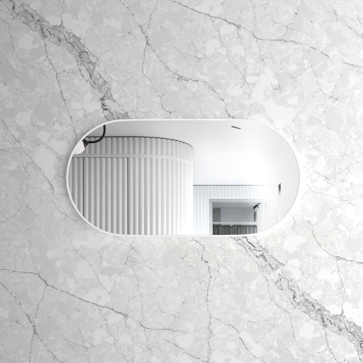 Noosa 1200(W)x600(H) White Metal Frame Tuffi Mirror- Install Horizontal or Vertical