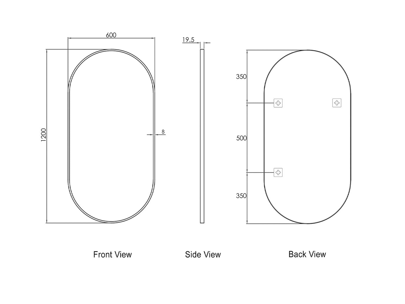 Noosa 1200(W)x600(H) White Metal Frame Tuffi Mirror- Install Horizontal or Vertical
