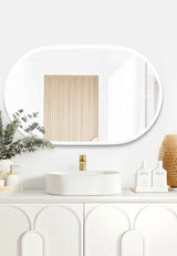 LED Noosa 900(H)x600(W) White Metal Frame Tuffi Mirror- Install Horizontal or Vertical