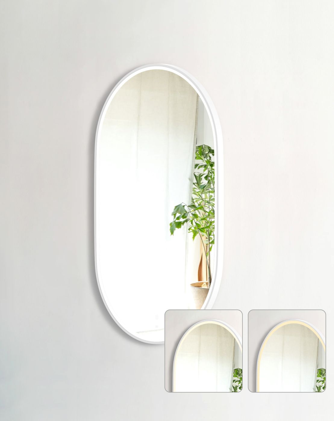 LED Noosa 1200(W)x750(H) White Metal Frame Mirror- Install Horizontal or Vertical