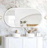 LED Noosa 1500(W)x750(H) White Metal Frame Tuffi Mirror- Install Horizontal or Vertical