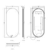 LED Noosa 1800(W)x750(H) Frameless Tuffi Mirror - Install Horizontal or Vertical