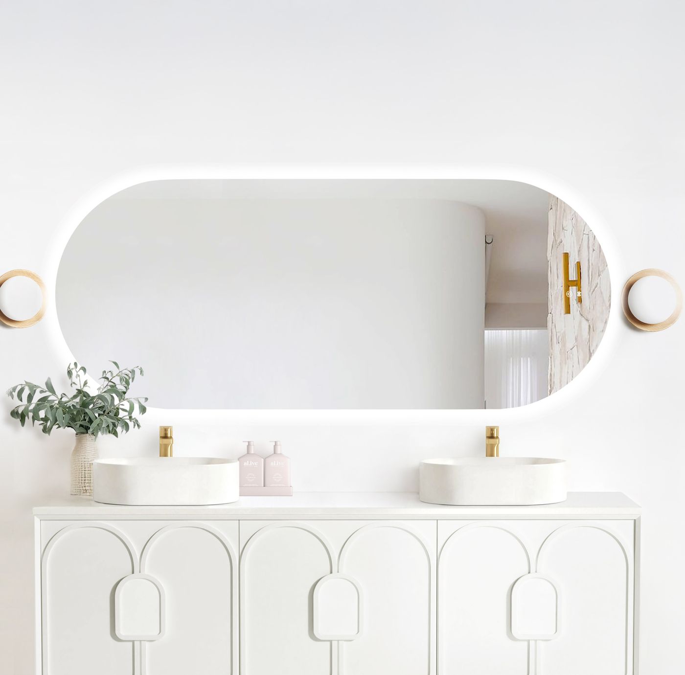 LED Noosa 1800(W)x750(H) Frameless Tuffi Mirror - Install Horizontal or Vertical
