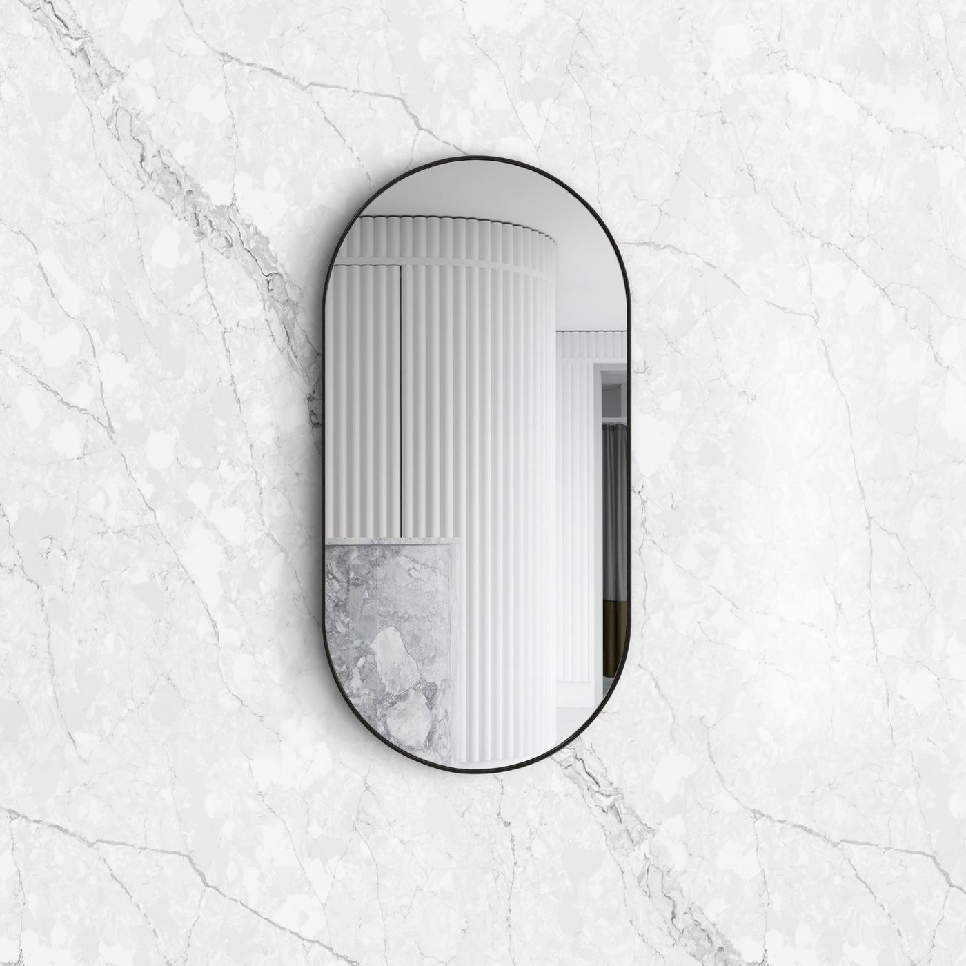 Noosa 1200(W)x600(H) Black Metal Frame Tuffi Mirror- Install Horizontal or Vertical