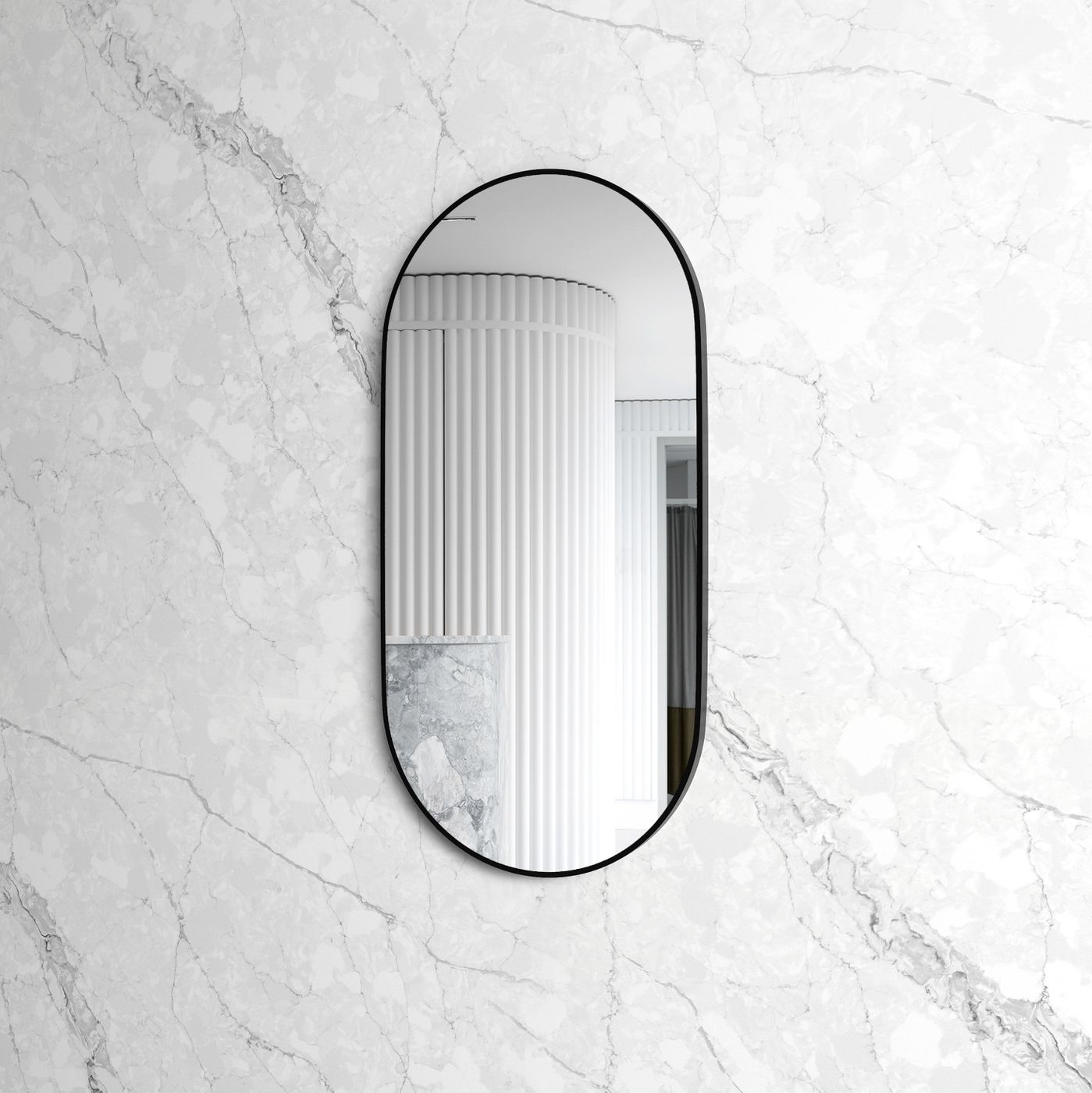 Noosa 1200(W)x600(H) Black Metal Frame Tuffi Mirror- Install Horizontal or Vertical