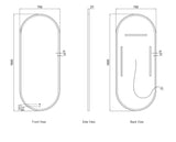LED Noosa 1800(W)x750(H) White Metal Frame Mirror- Install Horizontal or Vertical