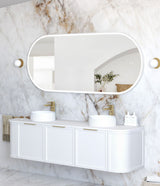 LED Noosa 1800(W)x750(H) White Metal Frame Mirror- Install Horizontal or Vertical