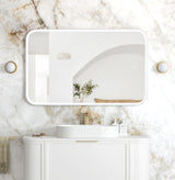 LED Newport 1200(W)x750(H) White Metal Frame Tuffi Mirror- Install Horizontal or Vertical