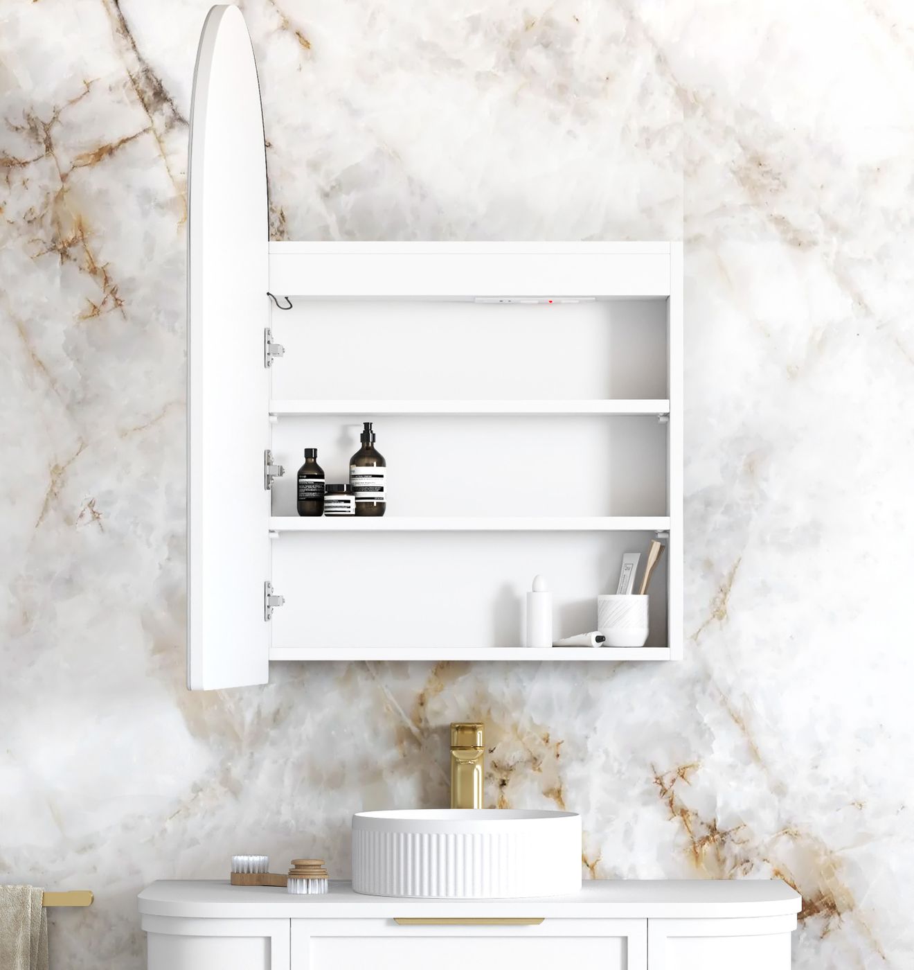 LED Archie 900(H)x600(W) White Shaving Cabinet - Premium Edition