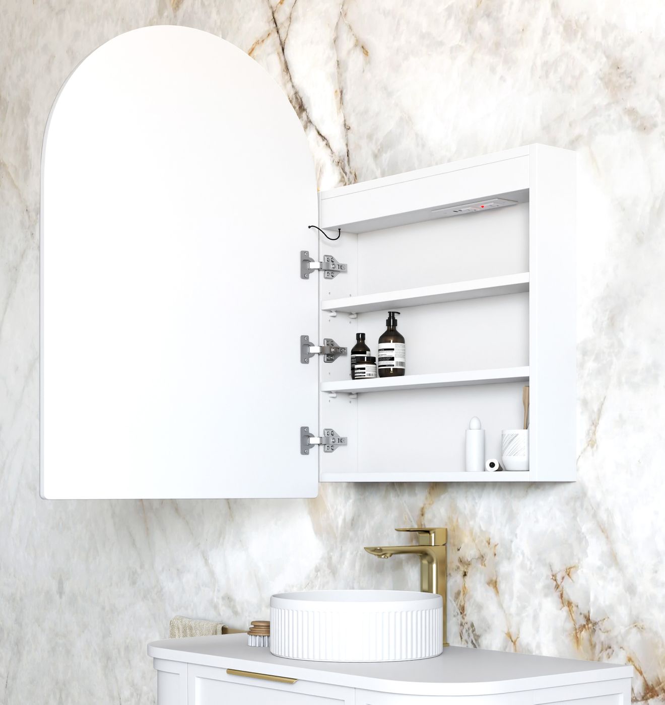 LED Archie 900(H)x600(W) White Shaving Cabinet - Premium Edition
