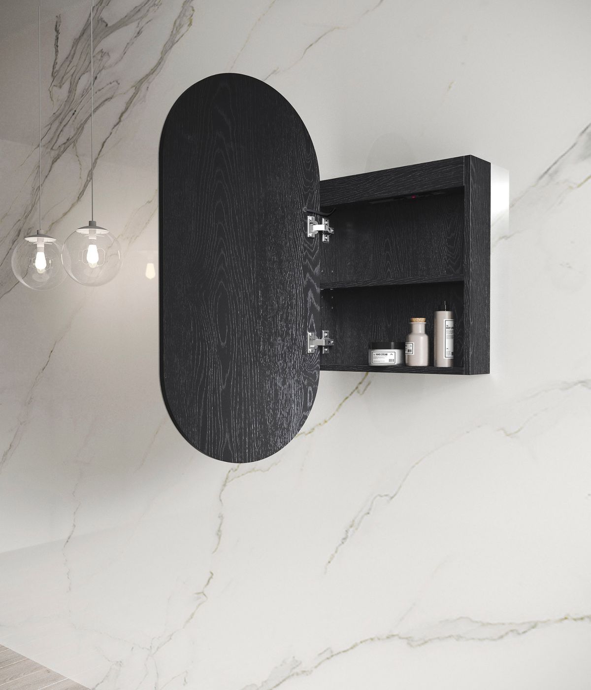 LED Noosa 900(H)x450(W) Black Oak Shaving Cabinet - Premium Edition
