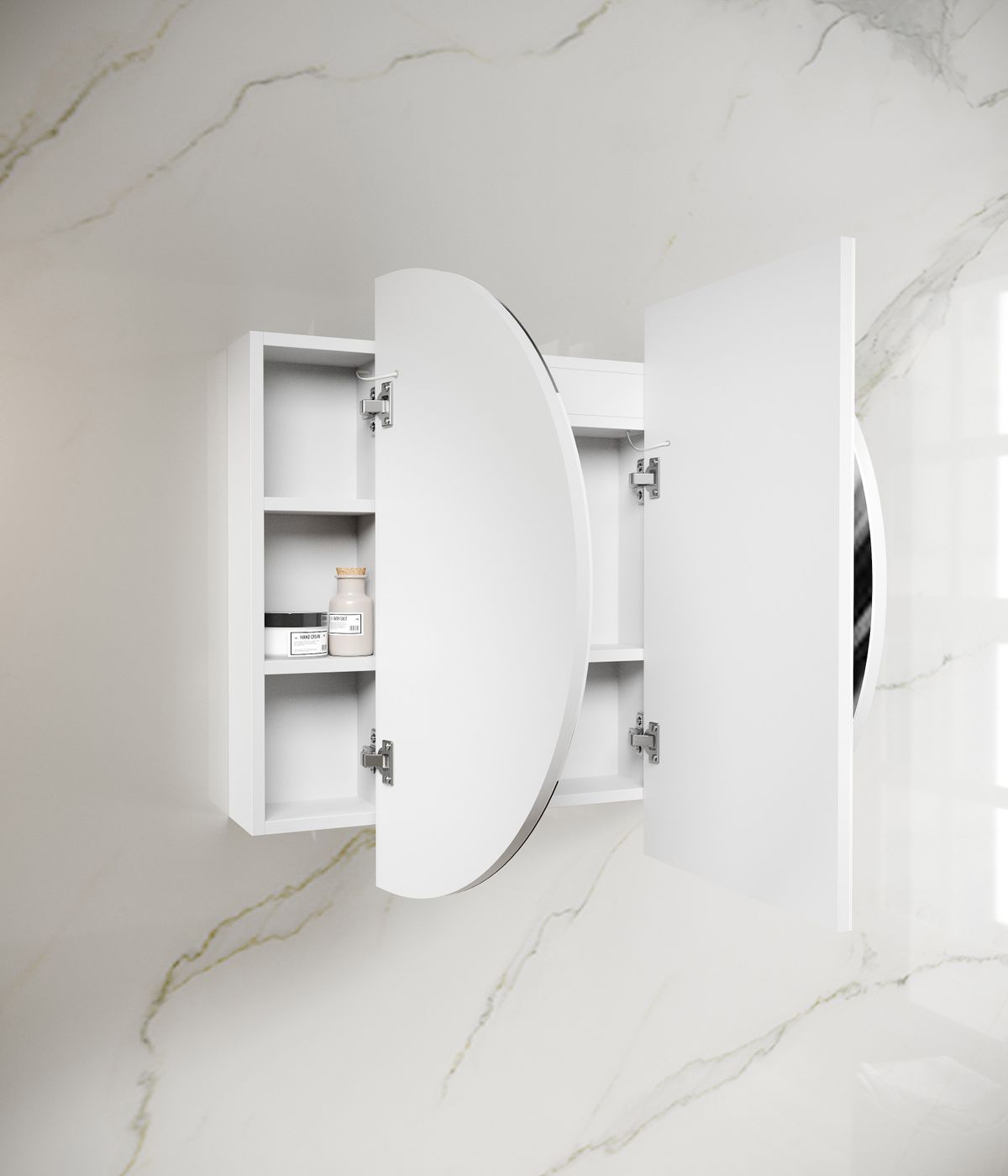 LED Bondi 1200(W)x750(H) White Shaving Cabinet - Premium Edition - side profile view