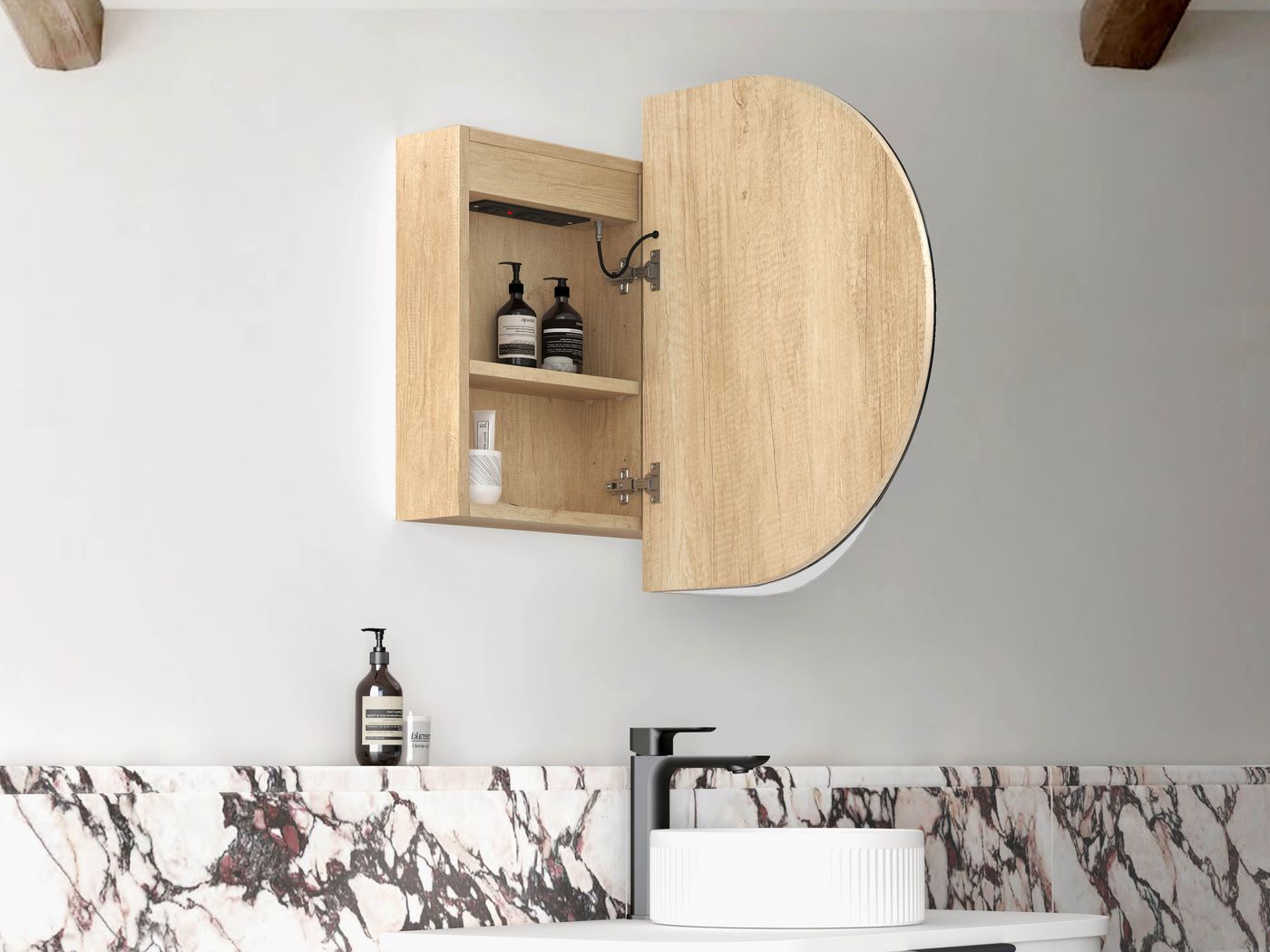 LED Bondi 900(W)x600(H) Natural Oak Shaving Cabinet - Premium Edition