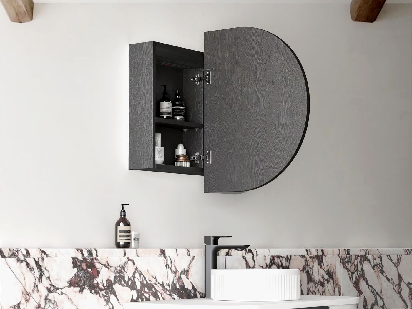 LED Bondi 900(W)x600(H) Black Oak Shaving Cabinet - Premium Edition