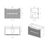 Otti Byron Fluted Vanity 900mm Single Basin