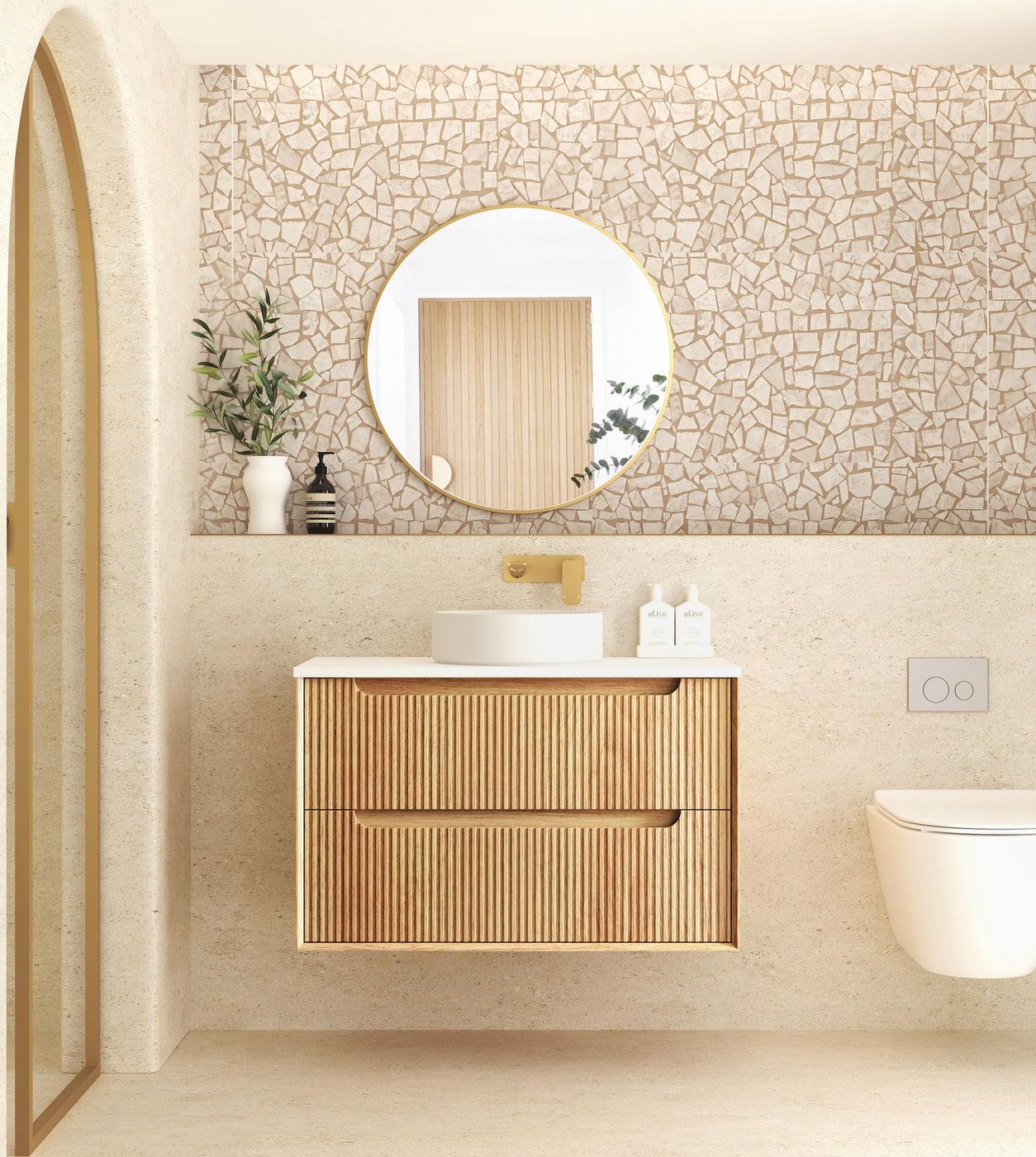 Byron Fluted 900mm Woodland Oak Wall Hung Vanity