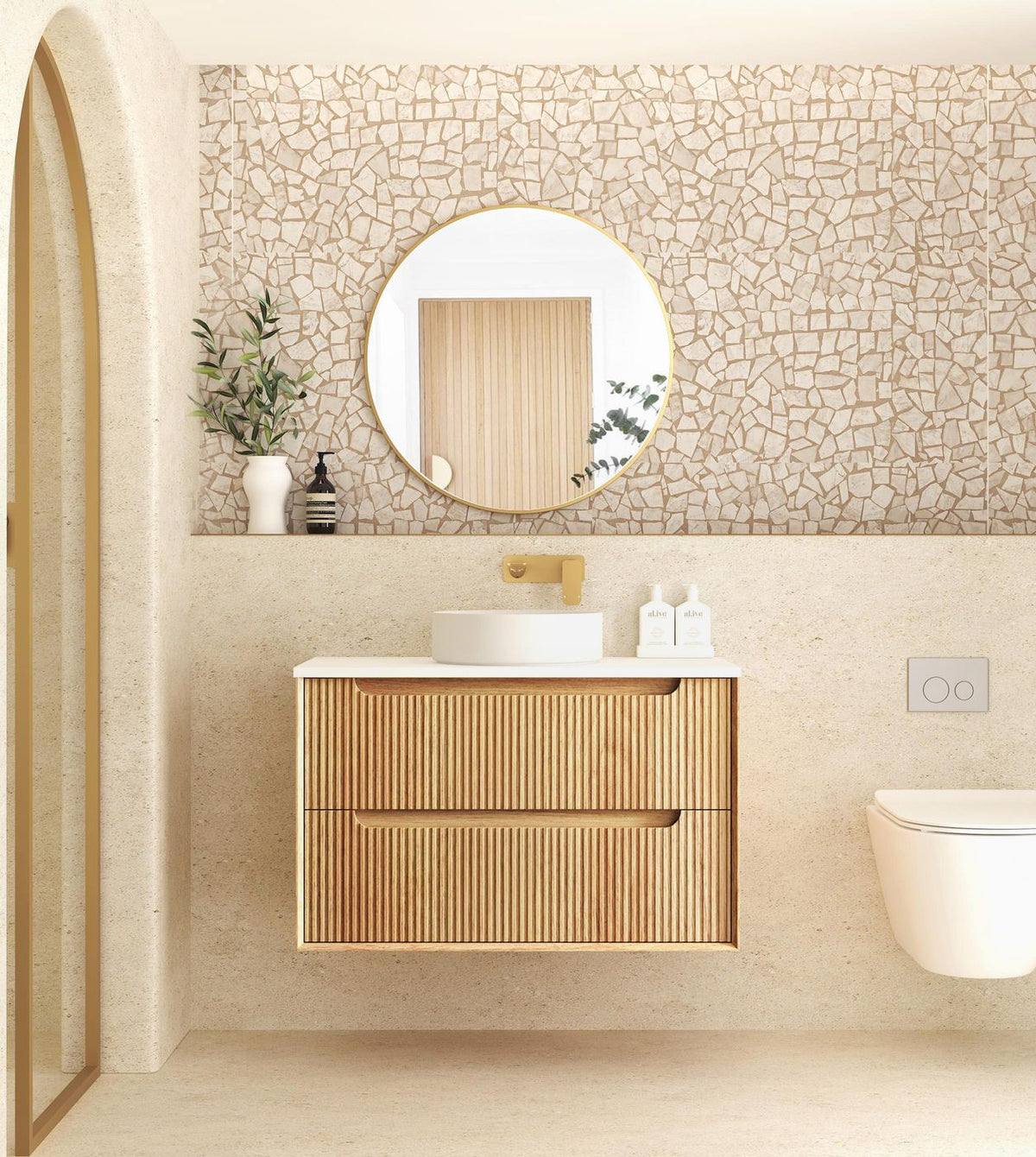 Otti Byron Fluted Vanity 900mm Single Basin