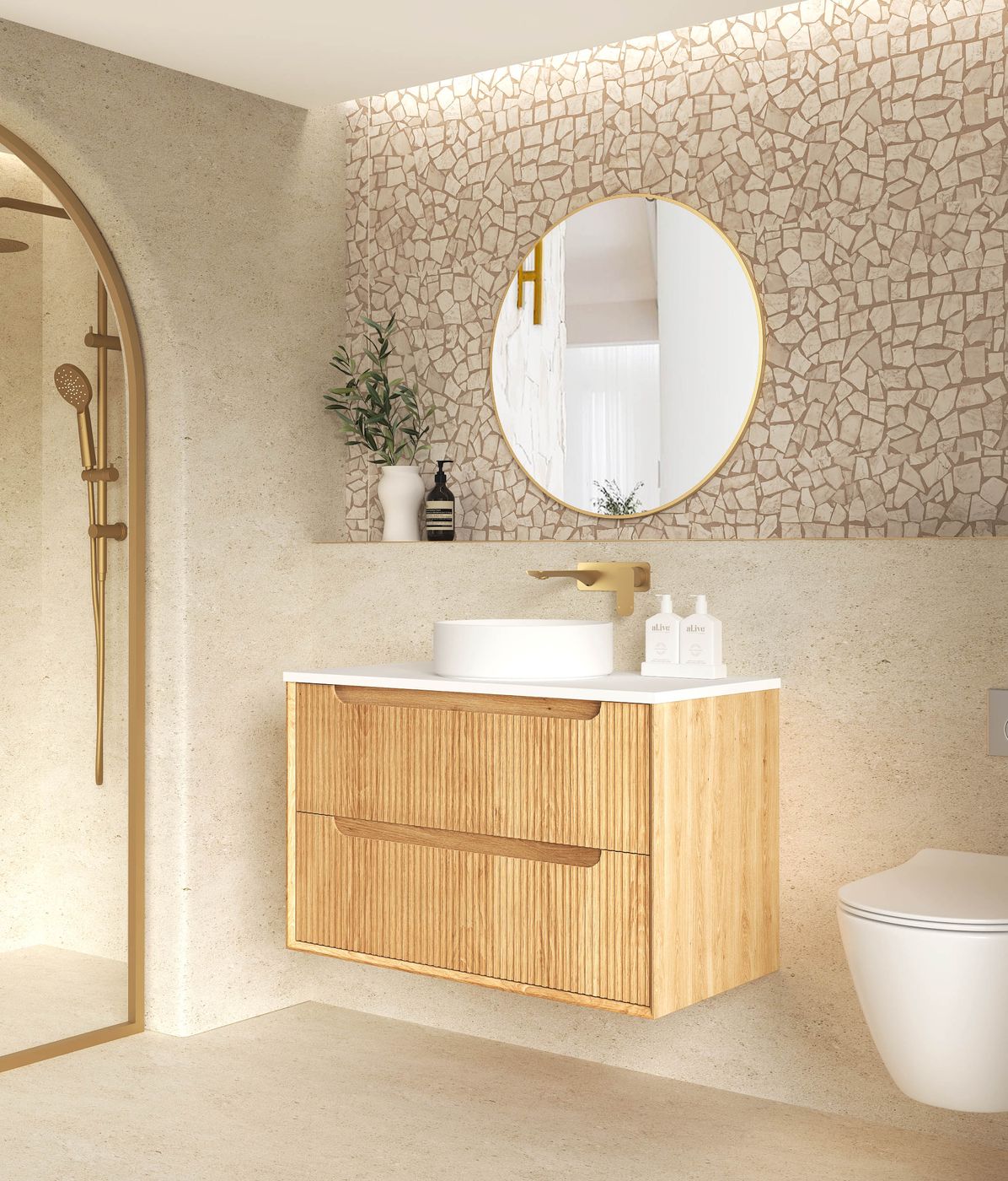 Otti Byron Fluted Vanity 900mm Single Basin