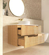 Byron Fluted 900mm Woodland Oak Wall Hung Vanity