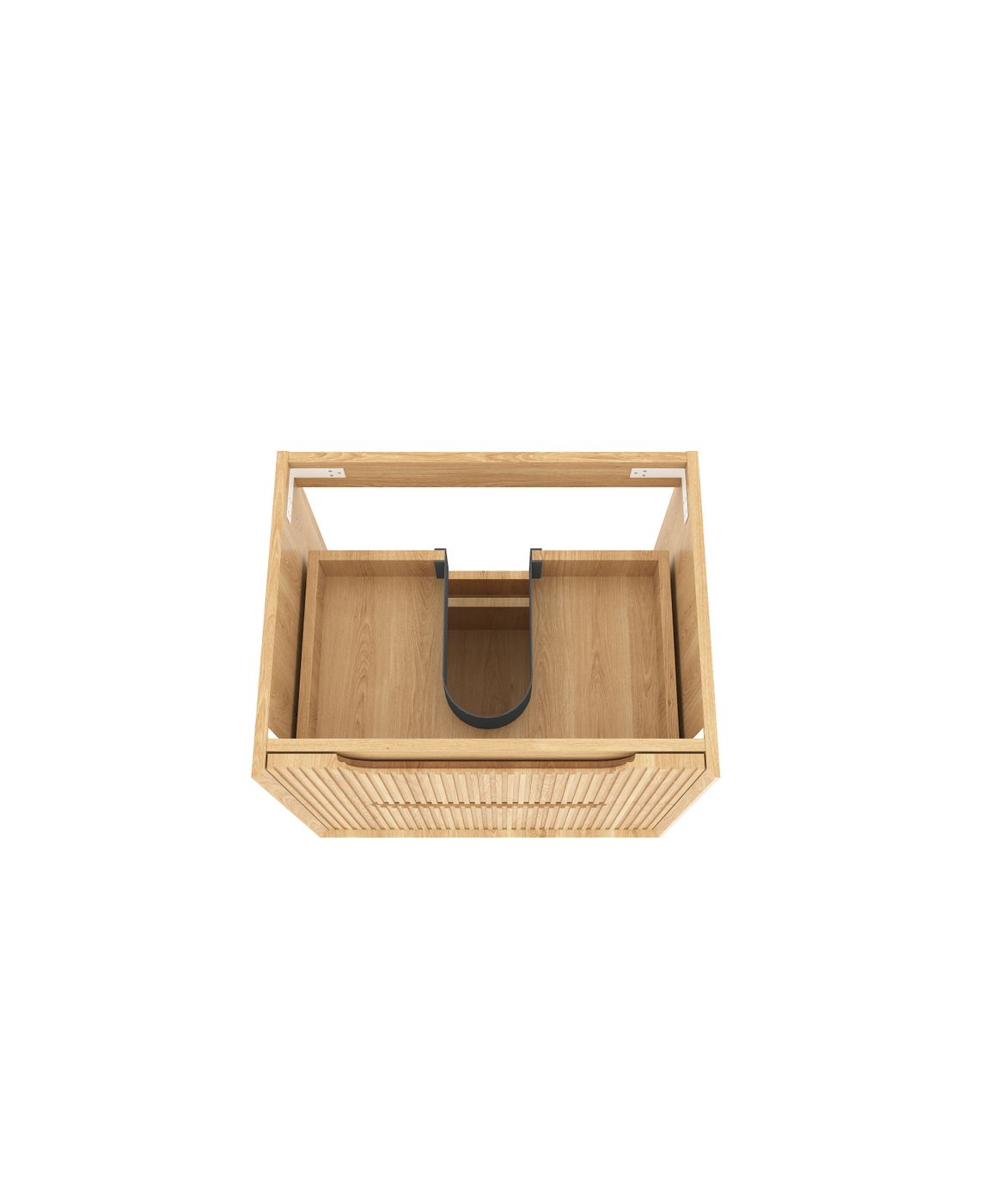 Byron Fluted 600mm Woodland Oak Wall Hung Vanity - rear mounting detail