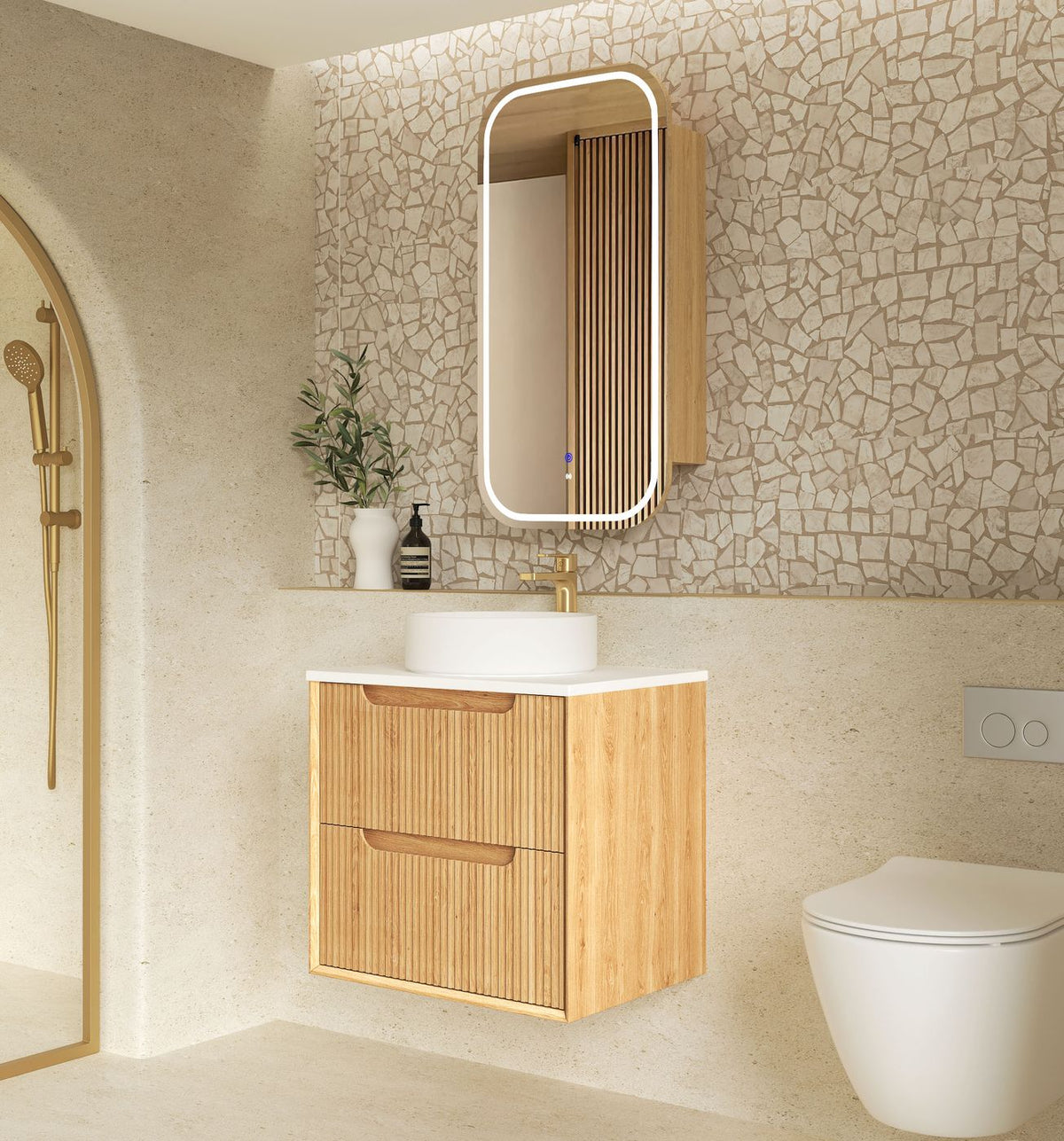 Otti Byron Fluted Vanity 600mm Single Basin