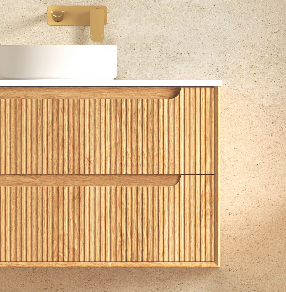 Otti Byron Fluted Vanity 1500mm Double Basin
