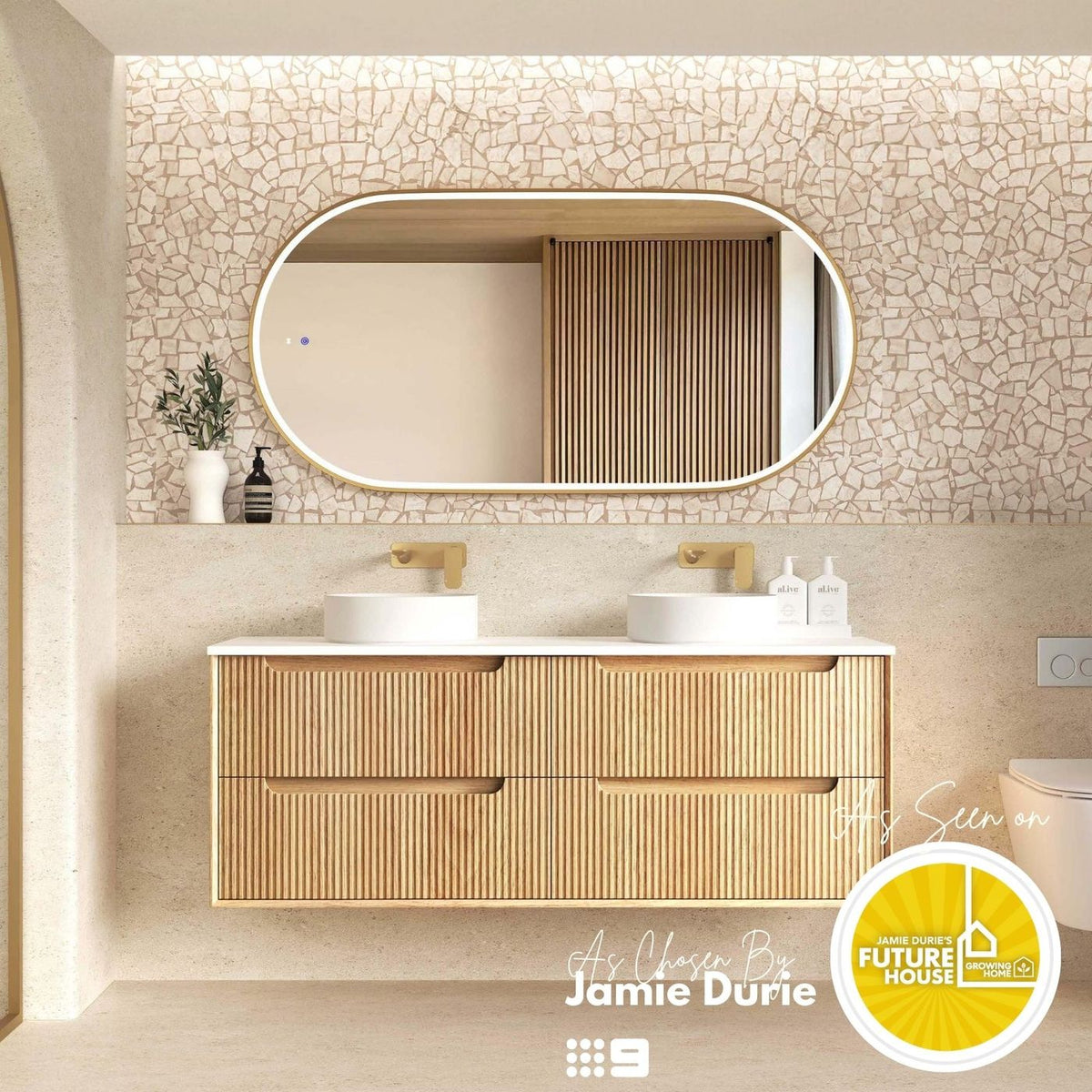 Otti Byron Fluted Vanity 1500mm Double Basin