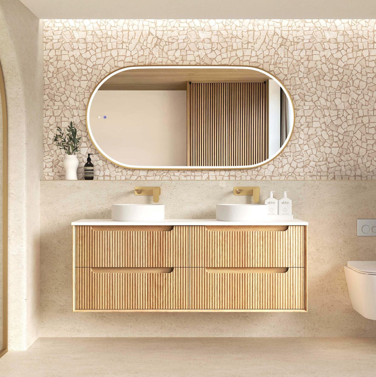 Otti Byron Fluted Vanity 1500mm Double Basin