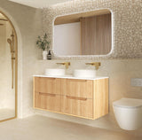 Byron Fluted 1200mm Woodland Oak Four Drawer Wall Hung Vanity