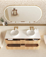 Byron Fluted 1200mm Woodland Oak Four Drawer Wall Hung Vanity