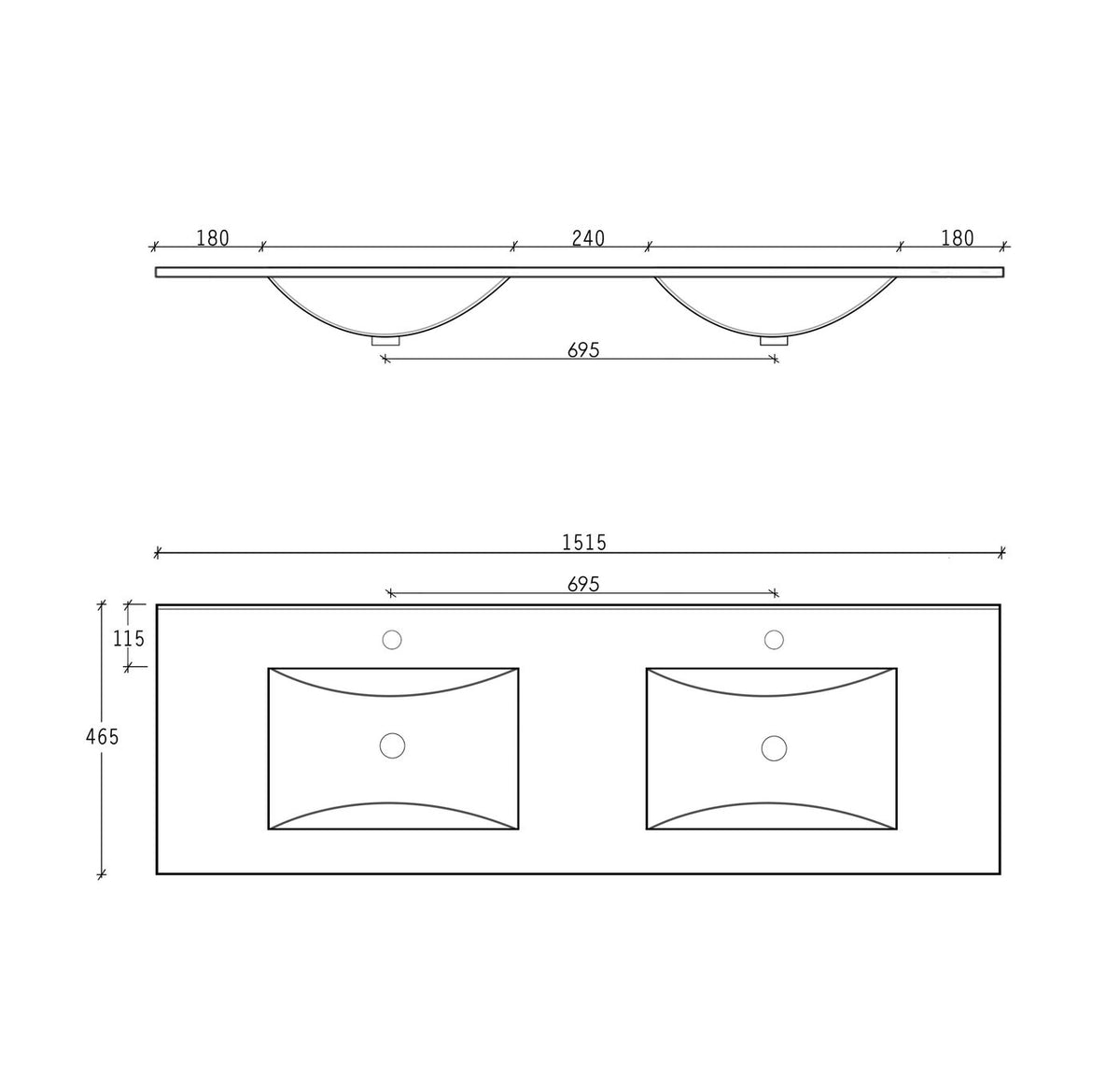 Otti Laguna MKII Vanity 1500mm Double Basin