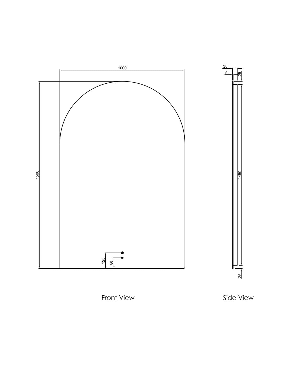 LED Archie 1500(H)x1000(W) Frameless Mirror