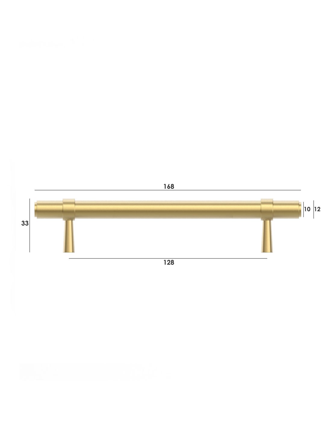 Astor - 168mm Brushed Brass Handle (Premium Solid Brass Construction) - side profile view