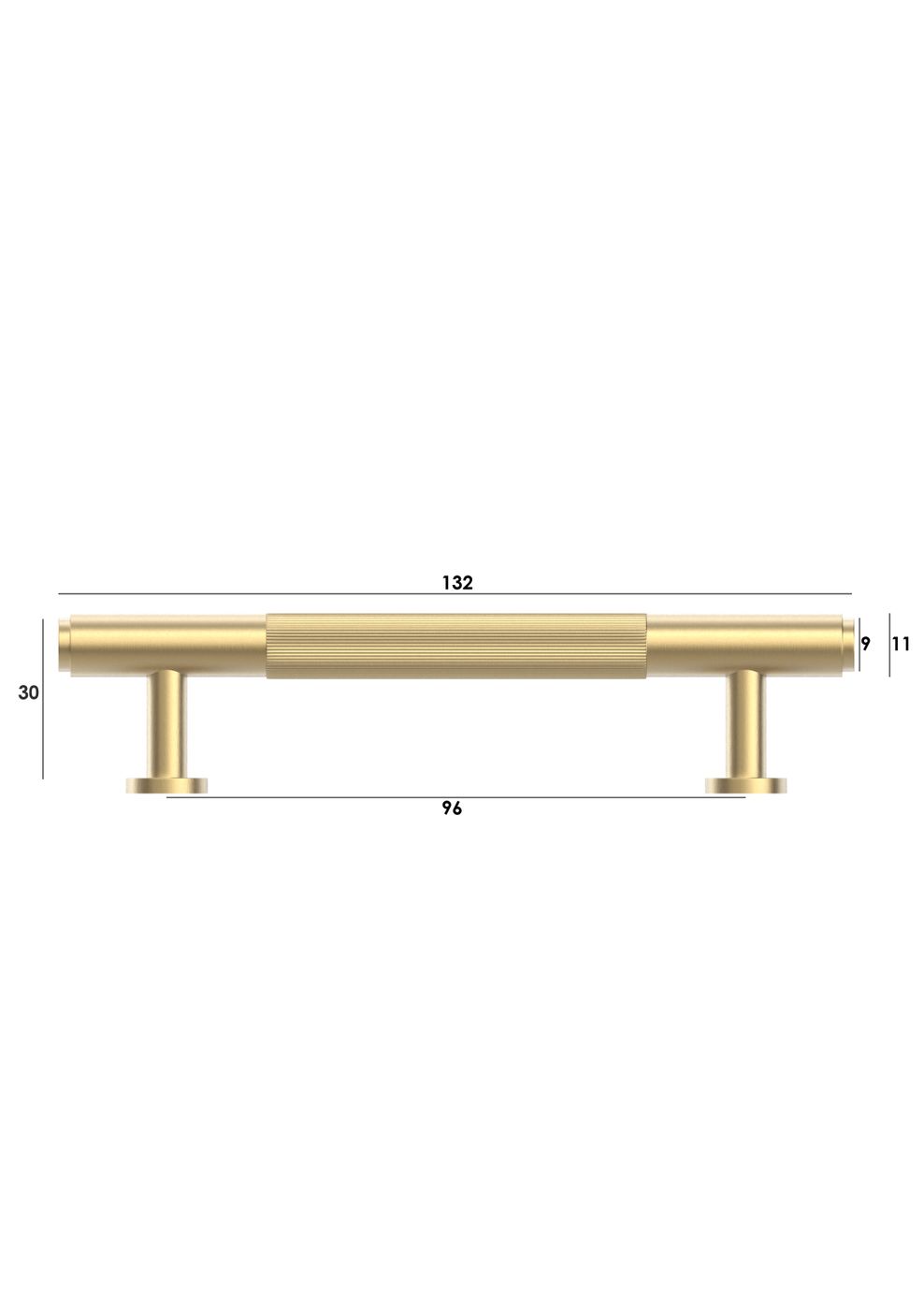 Soho - 132mm Brushed Brass Handle (Premium Solid Brass Construction)