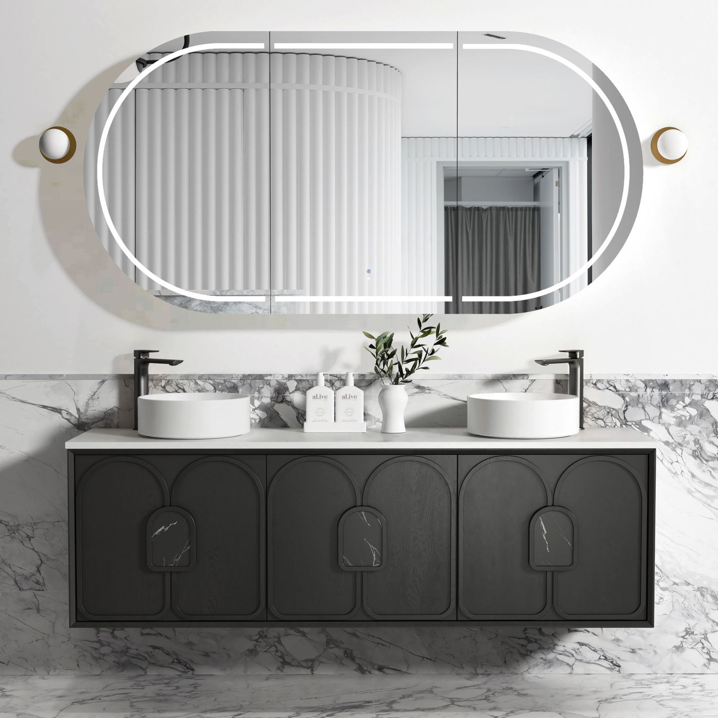 Laguna Mark II 1800mm Black Oak Wall Hung Vanity