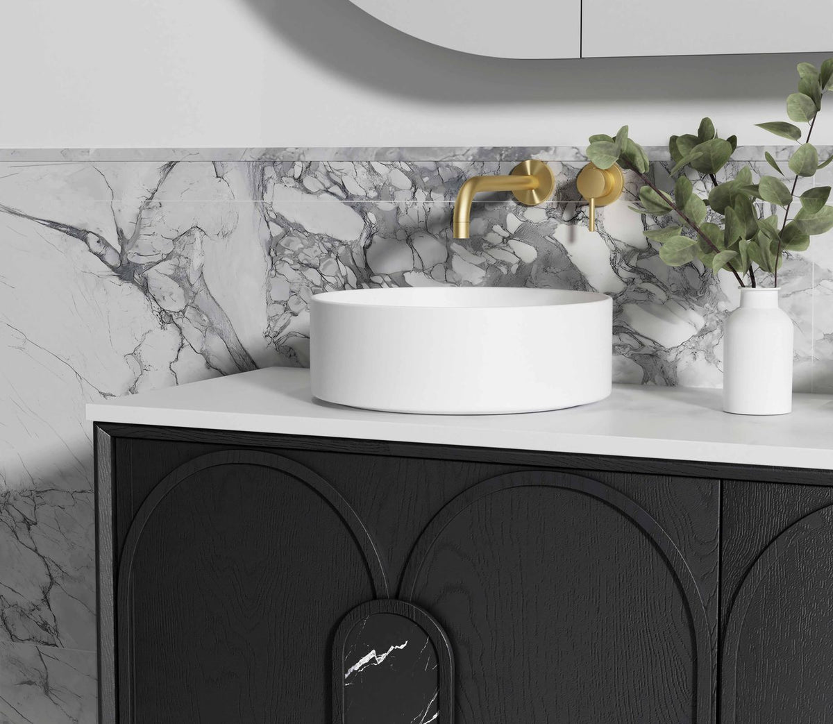 Laguna Mark II 1500mm Black Oak Wall Hung Vanity - side profile view